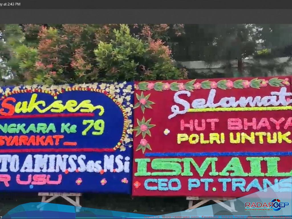 Ribuan Papan Bunga dan Penayangan Videotron Warnai HUT Bhayangkara ke-79 di Sumatera Utara